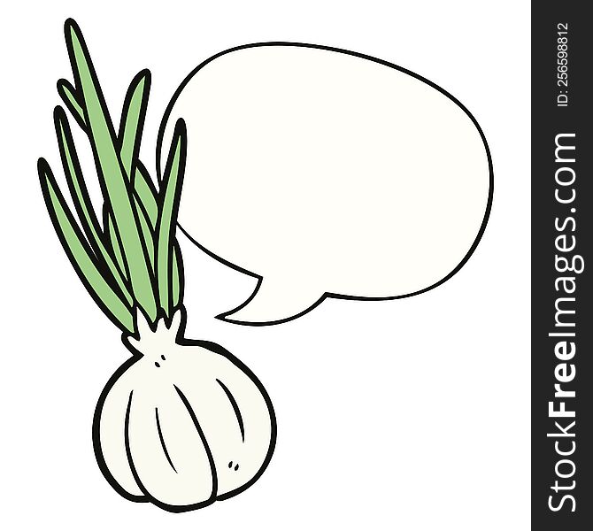 Cartoon Garlic Bulb And Speech Bubble