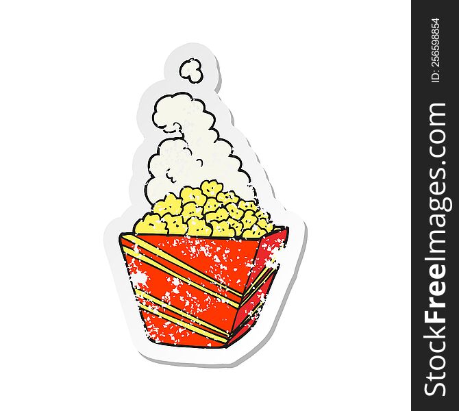 Retro Distressed Sticker Of A Cartoon Fresh Popcorn