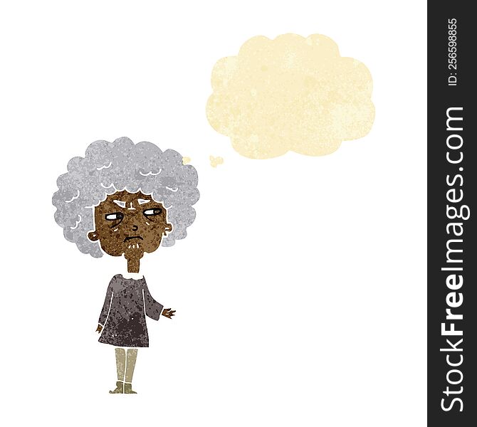 Cartoon Old Lady With Thought Bubble