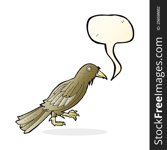 cartoon crow with speech bubble