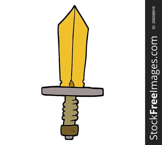 Cartoon Doodle Of An Old Bronze Sword