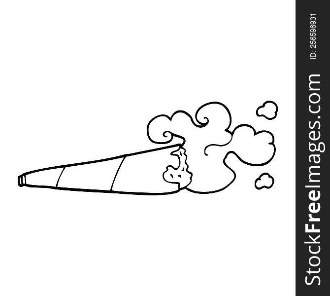 Line Drawing Cartoon Rolled Cigarette