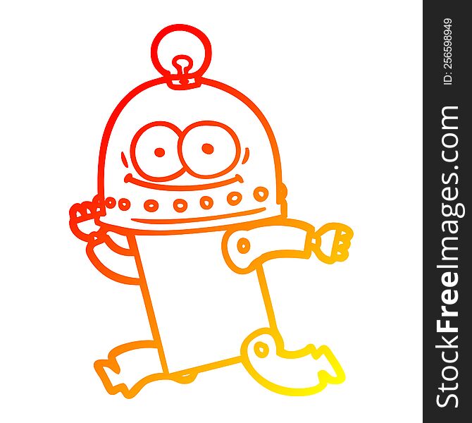Warm Gradient Line Drawing Happy Carton Robot With Light Bulb
