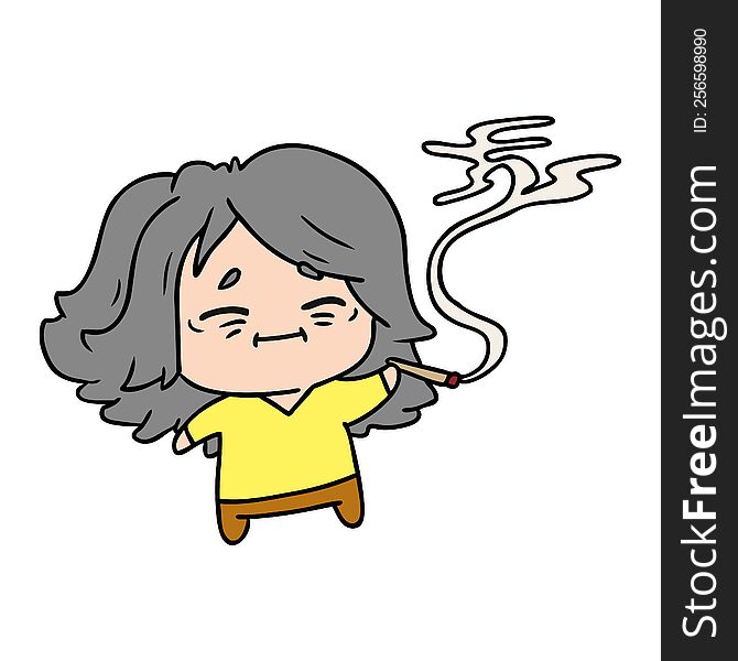 Cartoon Of Cute Kawaii Old Woman