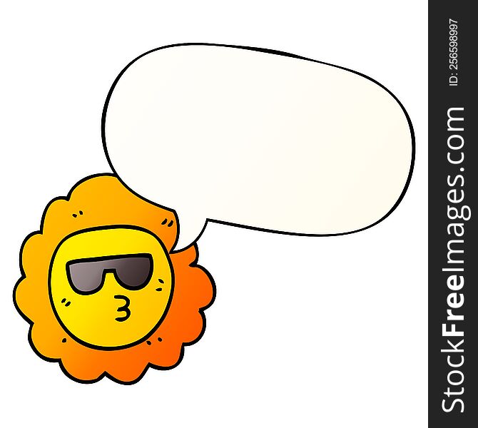 Cartoon Sunflower And Speech Bubble In Smooth Gradient Style