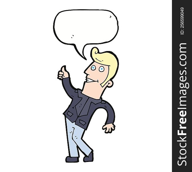 cartoon man giving thumbs up sign with speech bubble
