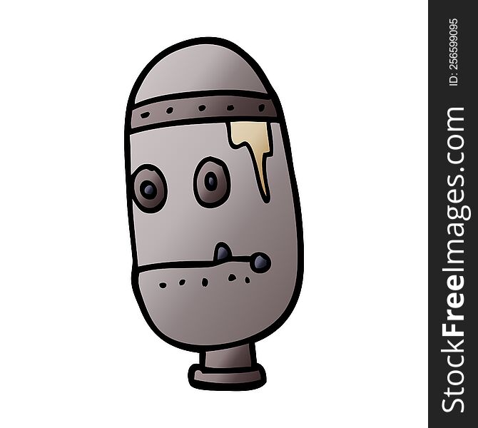 Cartoon Doodle Retro Robot Head