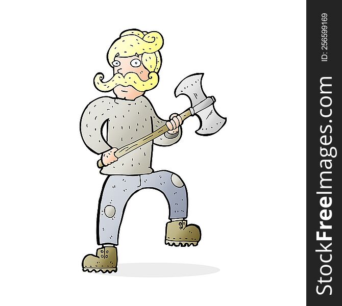 cartoon man with axe
