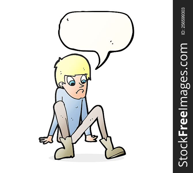 Cartoon Boy Sitting On Floor With Speech Bubble