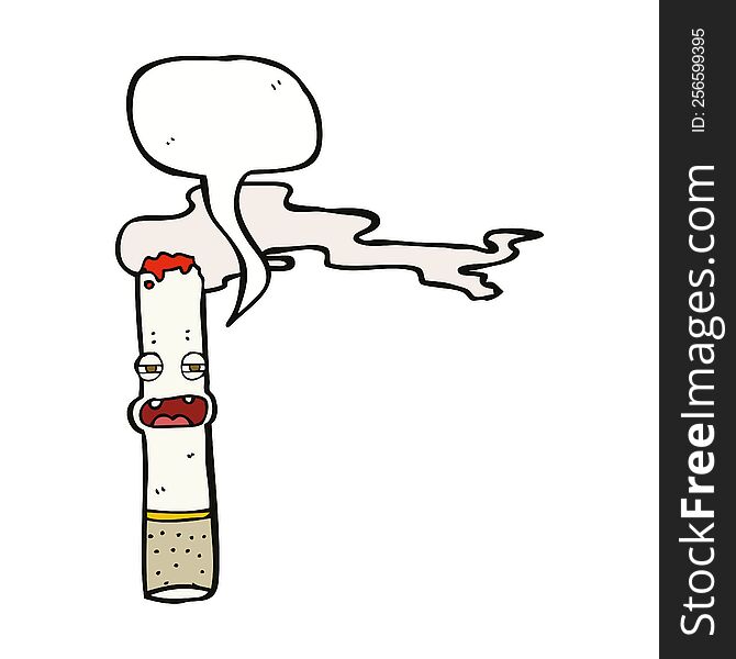 Cartoon Cigarette Character With Speech Bubble