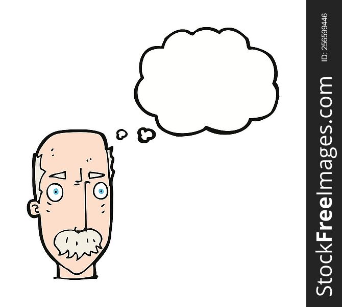 Cartoon Annoyed Old Man With Thought Bubble