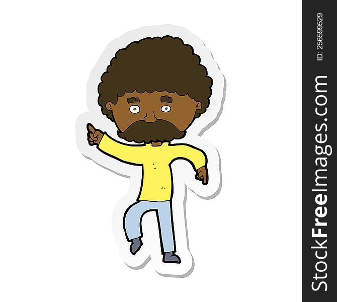 sticker of a cartoon seventies style man disco dancing