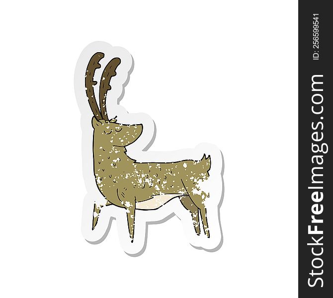 Retro Distressed Sticker Of A Cartoon Manly Stag