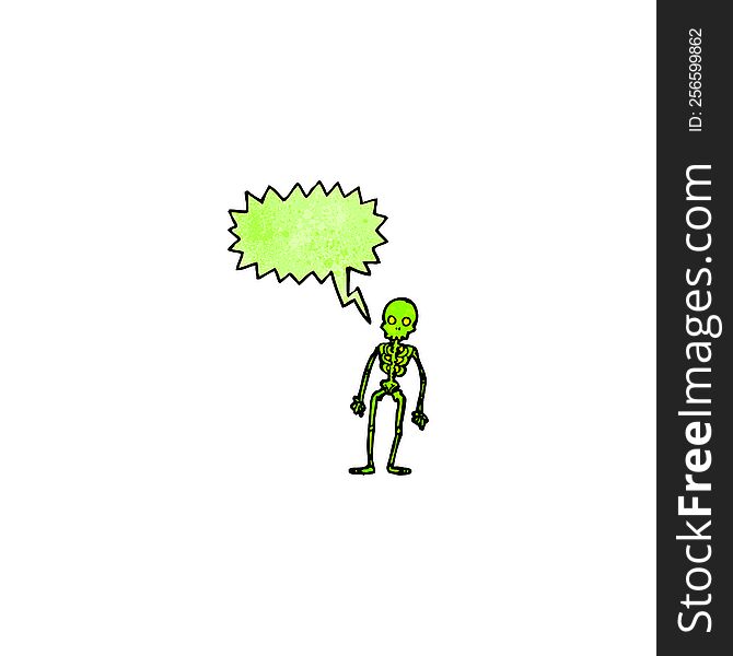 spooky green skeleton cartoon