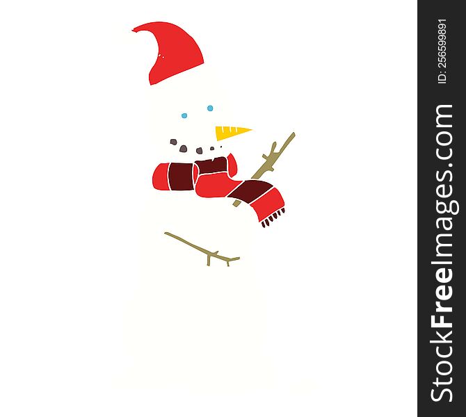 flat color illustration of snowman. flat color illustration of snowman