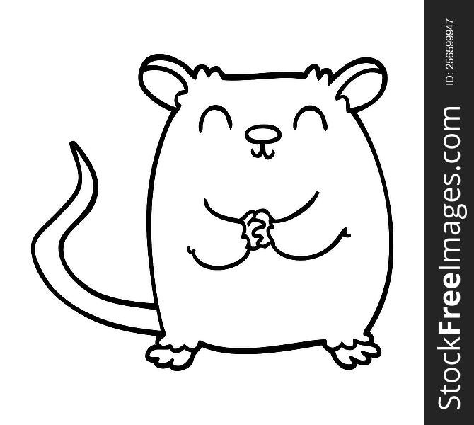 line drawing cartoon happy mouse