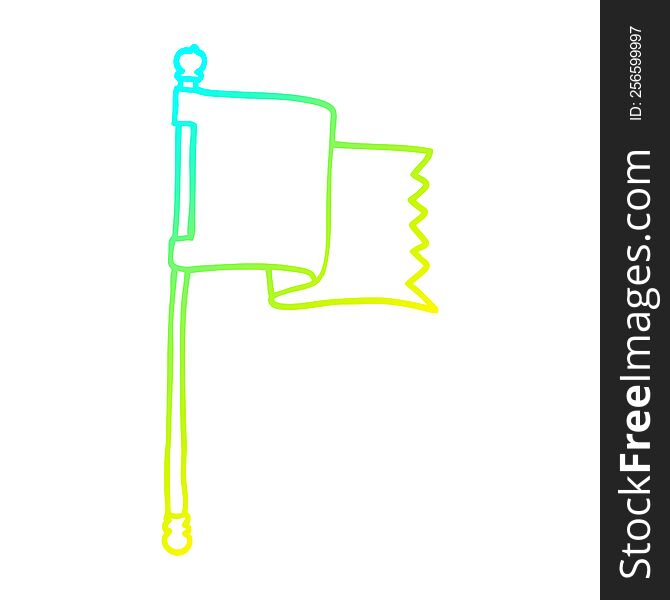 cold gradient line drawing of a cartoon waving flag