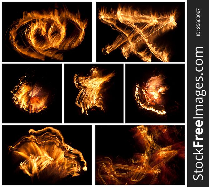 Collage of various shapes of fire. Collage of various shapes of fire.