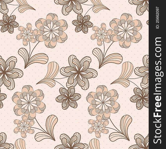 Vector seamless pattern with flowers