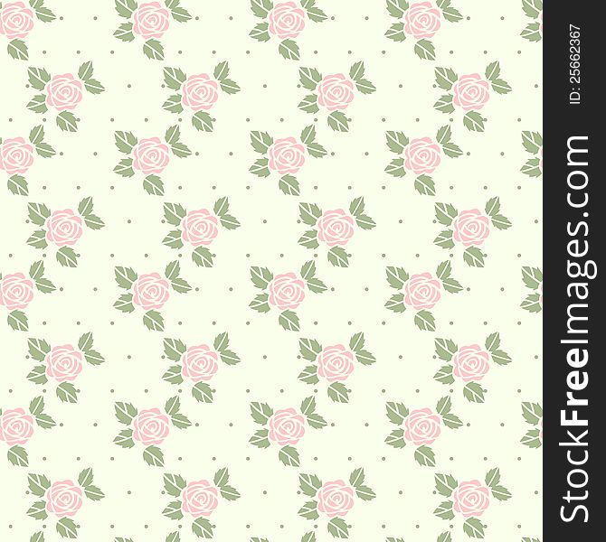 Beautiful  seamless pattern with pink roses