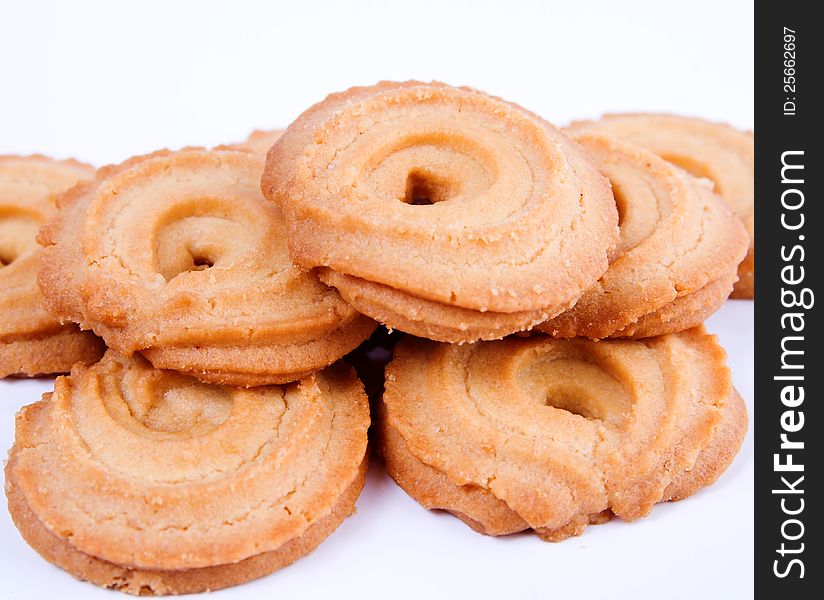 Homemade cookies on white background