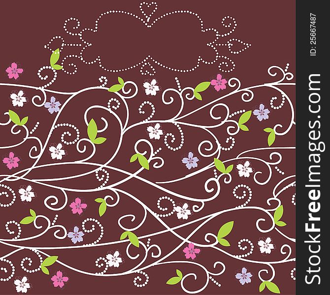 Vector summer background with flowers and leaves for card and invitation. Vector summer background with flowers and leaves for card and invitation
