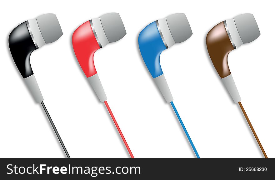 Vector images of color earphones