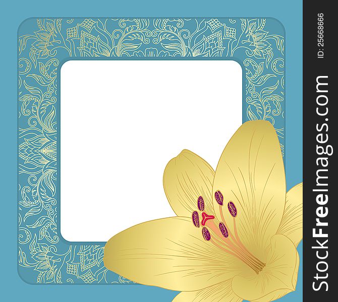 Vector illustration for greeting card with lilies. Vector illustration for greeting card with lilies.