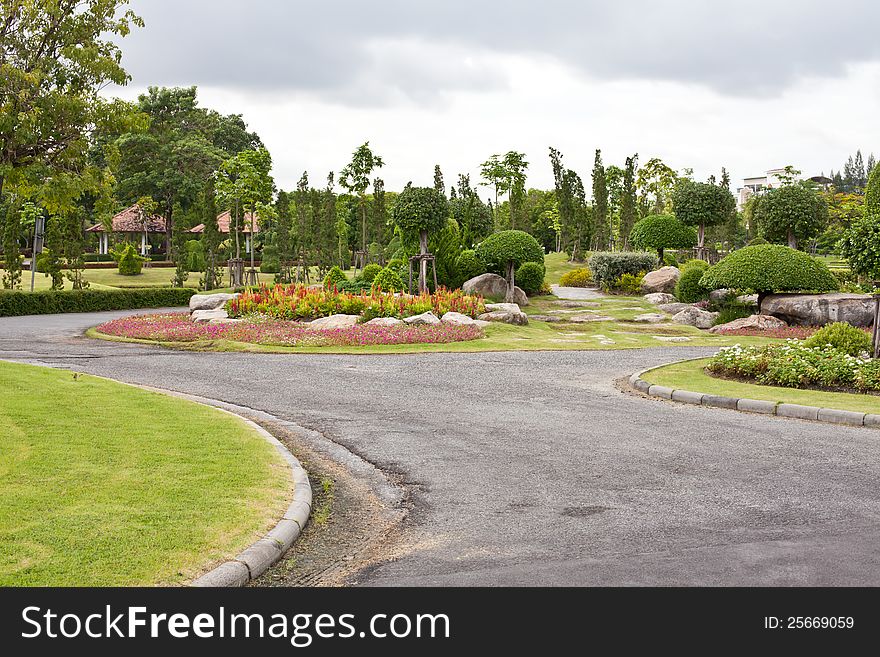 Beautiful park garden in spring