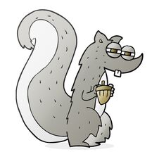 Cartoon Squirrel With Nut Stock Photo