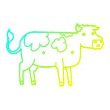 Cold Gradient Line Drawing Cartoon Cow Stock Images