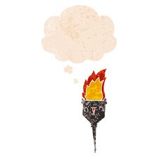 Cartoon Flaming Chalice And Thought Bubble In Retro Textured Style Royalty Free Stock Photos
