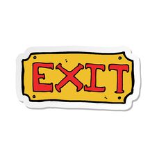Sticker Of A Cartoon Exit Sign Stock Photo