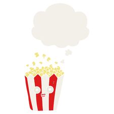 Cartoon Popcorn And Thought Bubble In Retro Style Stock Photo Cartoon Popcorn And Thought Bubble In Retro Style Stock Photo