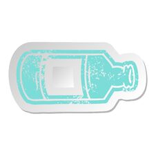 Distressed Old Sticker Of An Old Glass Bottle Royalty Free Stock Images