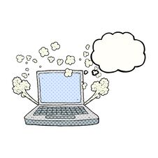 Thought Bubble Cartoon Laptop Computer Fault Stock Photos