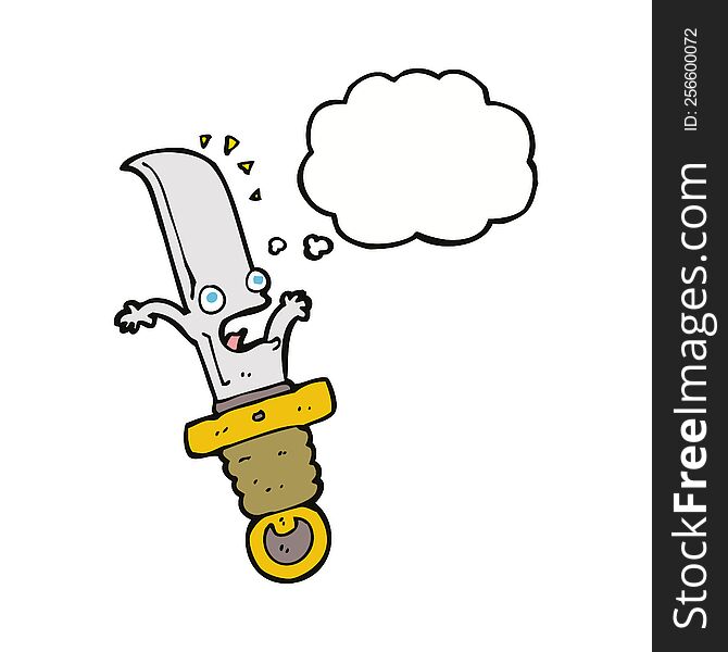 Cartoon Frightened Knife With Thought Bubble