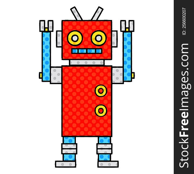 Comic Book Style Cartoon Dancing Robot