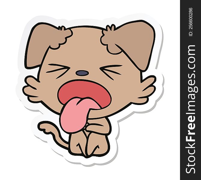 Sticker Of A Cartoon Disgusted Dog Sitting