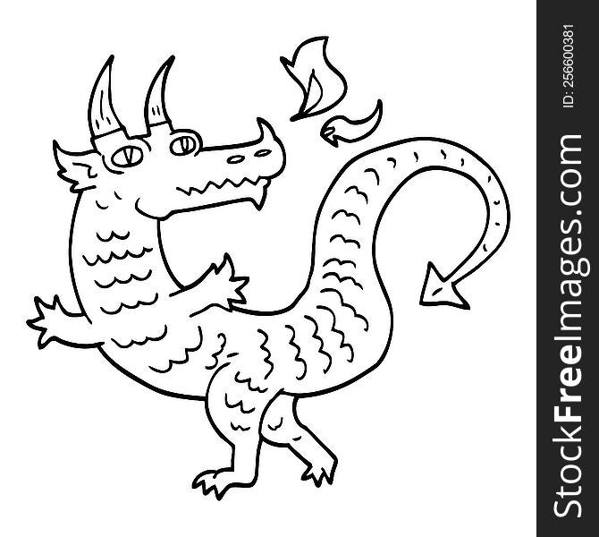 line drawing cartoon dragon