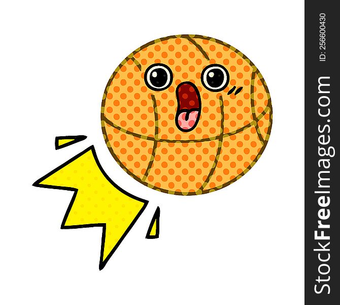 comic book style cartoon of a basketball