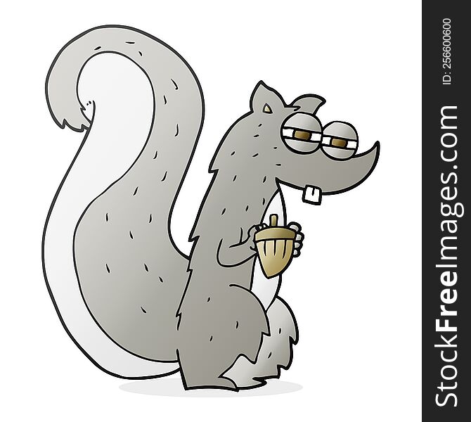 freehand drawn cartoon squirrel with nut