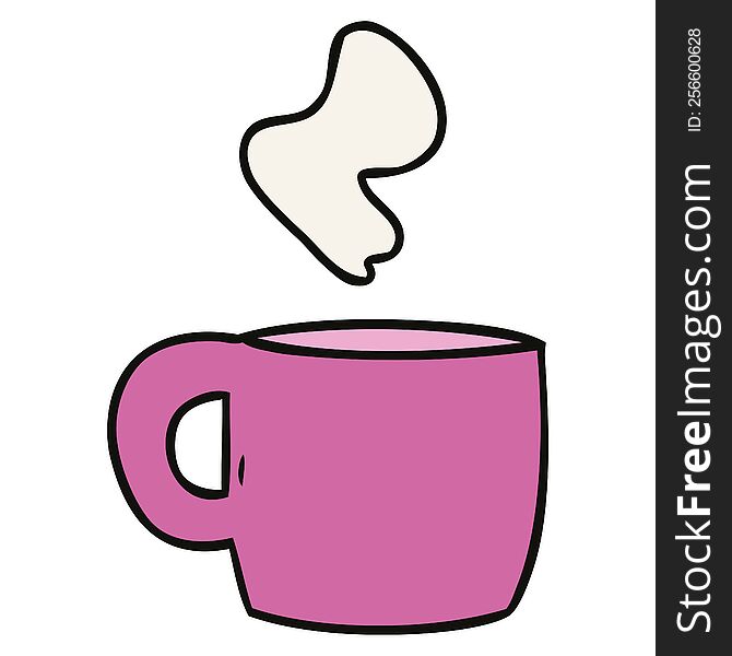 hand drawn cartoon doodle of a steaming hot drink