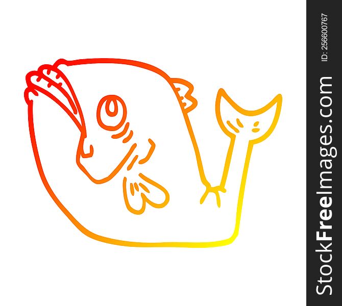 Warm Gradient Line Drawing Funny Cartoon Fish