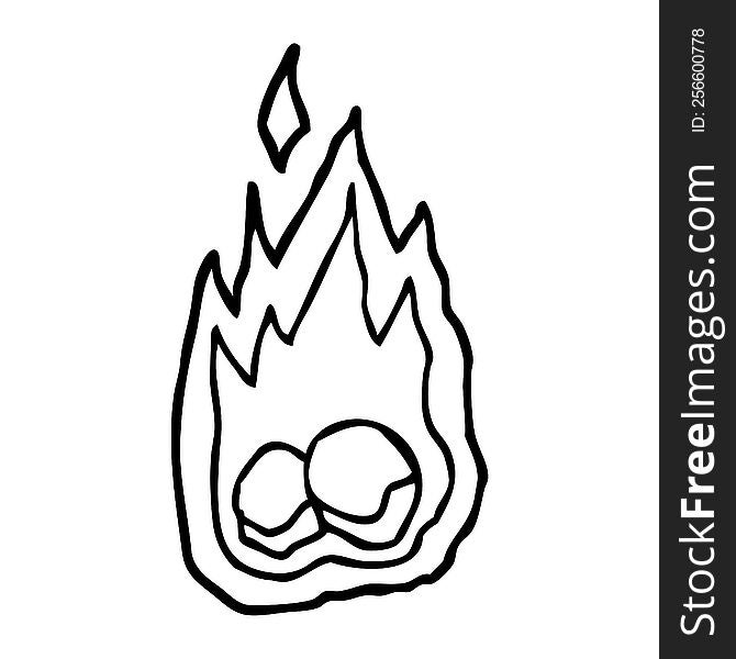 line drawing cartoon spooky burning halloween coals
