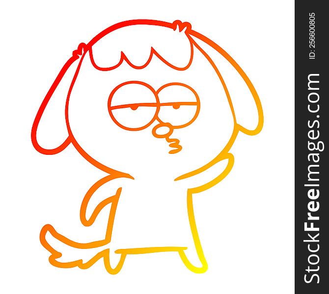 Warm Gradient Line Drawing Cartoon Bored Dog