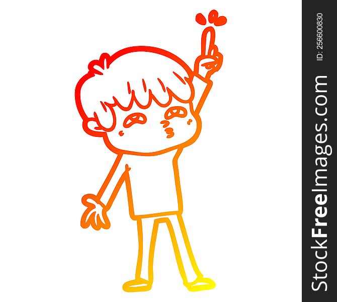 warm gradient line drawing cartoon boy asking question