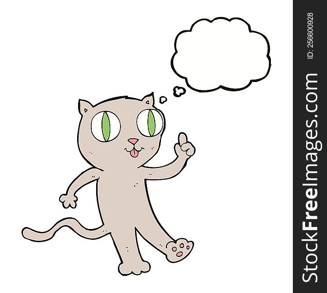 Cartoon Cat With Idea With Thought Bubble