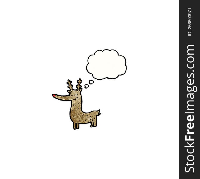 cartoon reindeer with thought bubble