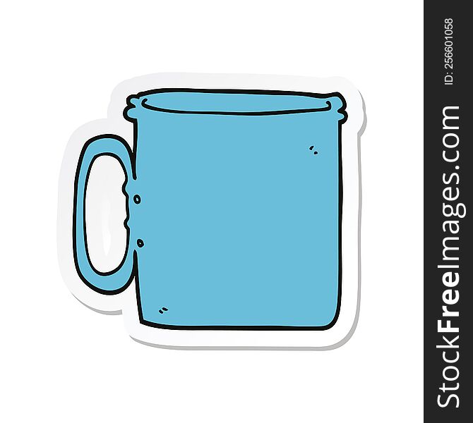 Sticker Of A Cartoon Camping Cup Of Coffee